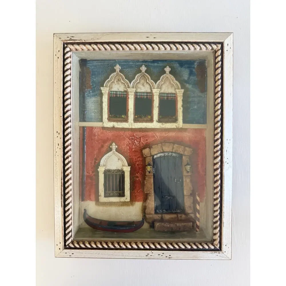 Venice Shadow Box Art - 3D Italian Diorama Miniature Wall Decor Gondola Gift